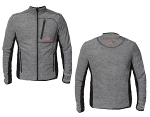 Front and back of a grey fleece jacket
