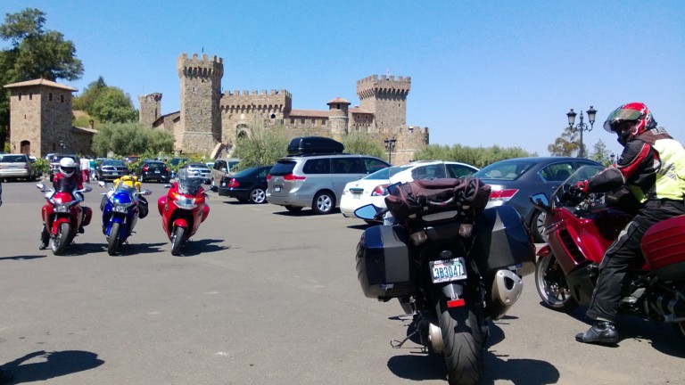 Sport Touring riders at the Castello di Amorosa Winery in Napa Valley California