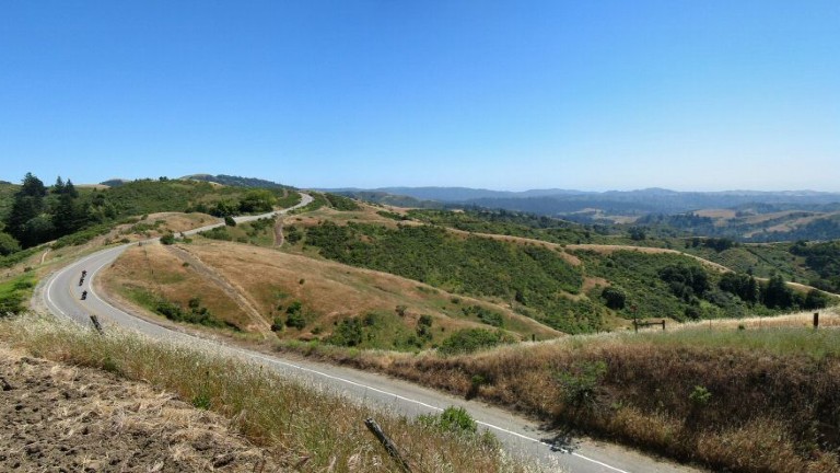 Curvy skyline boulevard traces a path along the crest of the Santa Cruz Mountains 