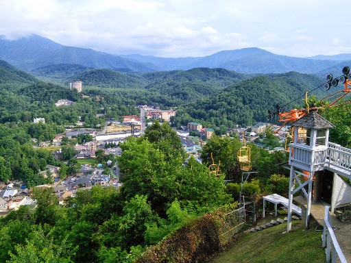 Skylift Park looking down at the town of Gatlinburg 