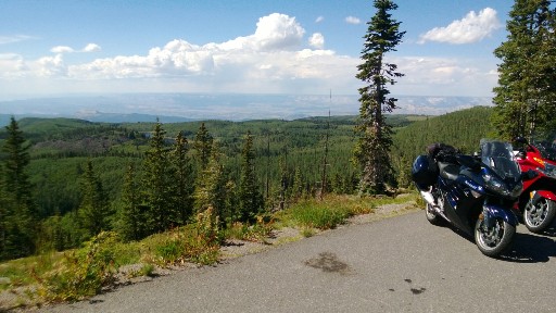 Sport Touring bikes on a scenic overlook in Grand Mesa National Forest  