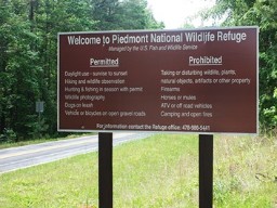 Welcome sign at Piedmont Wildlife Refuge.