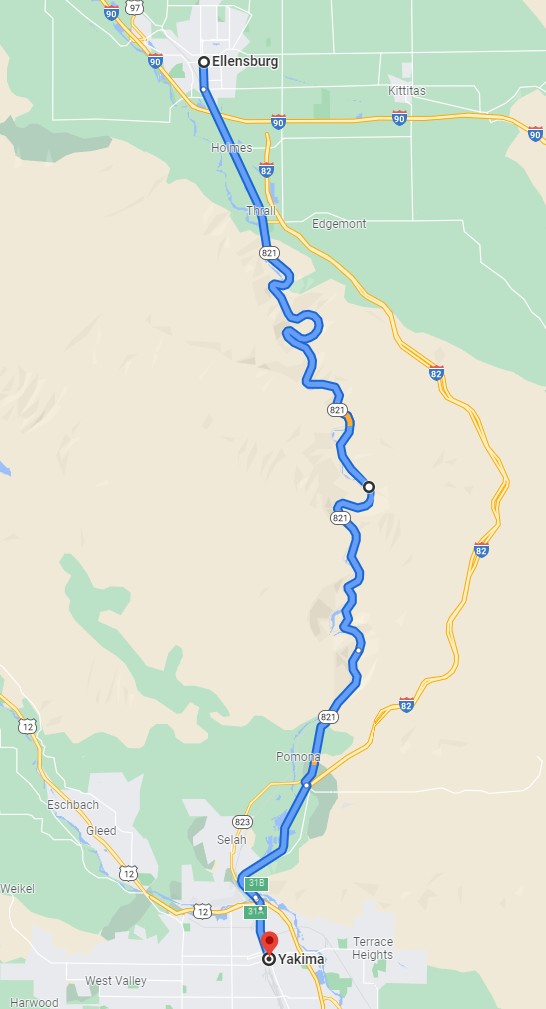 Map of the Yakama River Canyon Scenic Byway