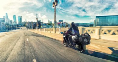 Motorcycle on urban road