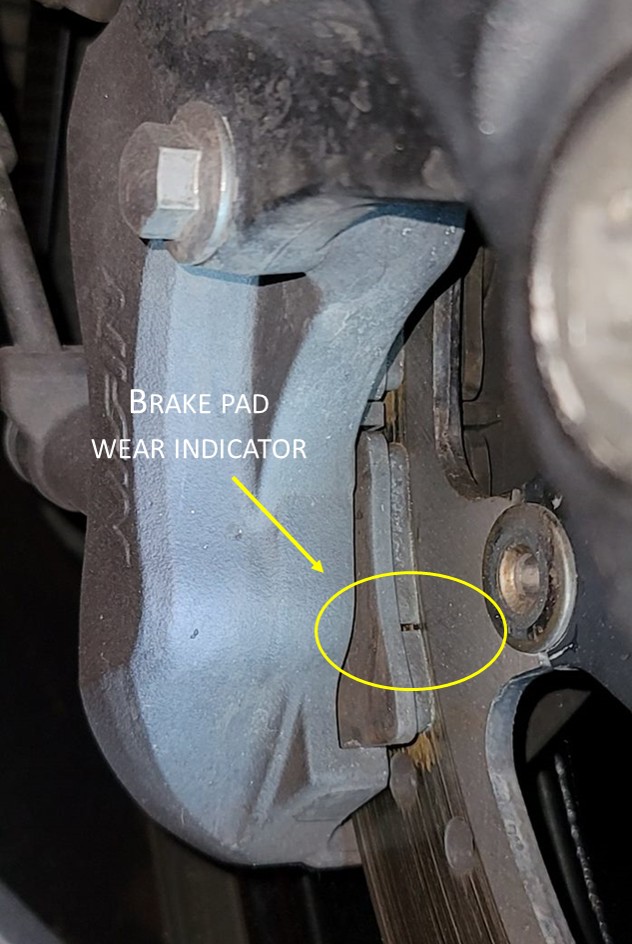 Brake pad wear indicator.
