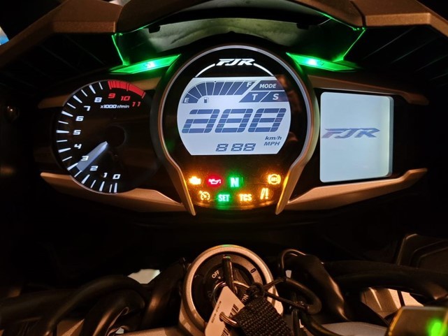 Illuminated motorcycle instrument panel.