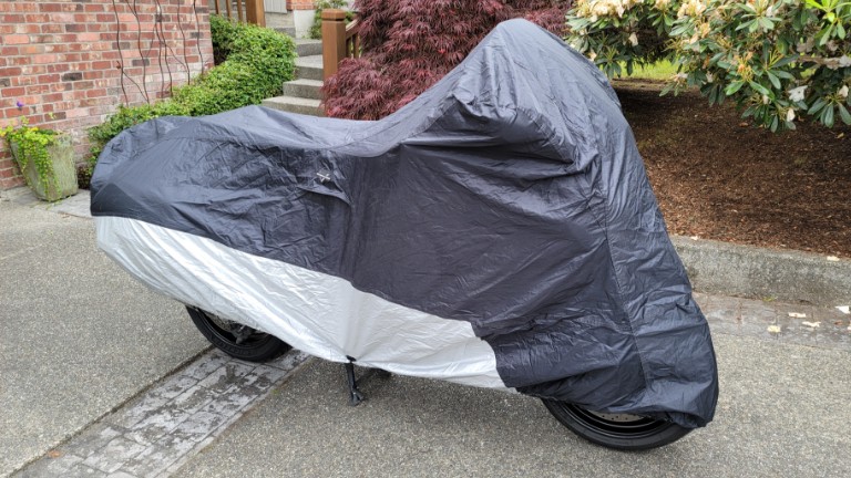 Covered motorcycle.