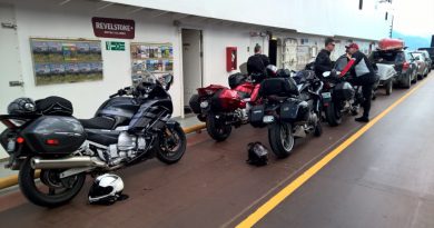 Sport touring motorcycles on a ferry boat