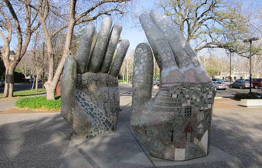 Our Hands sculpture in Chico CA