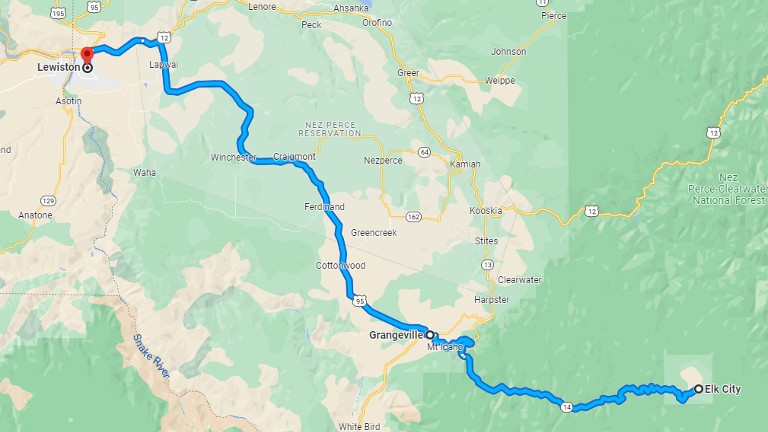 Elk City route map