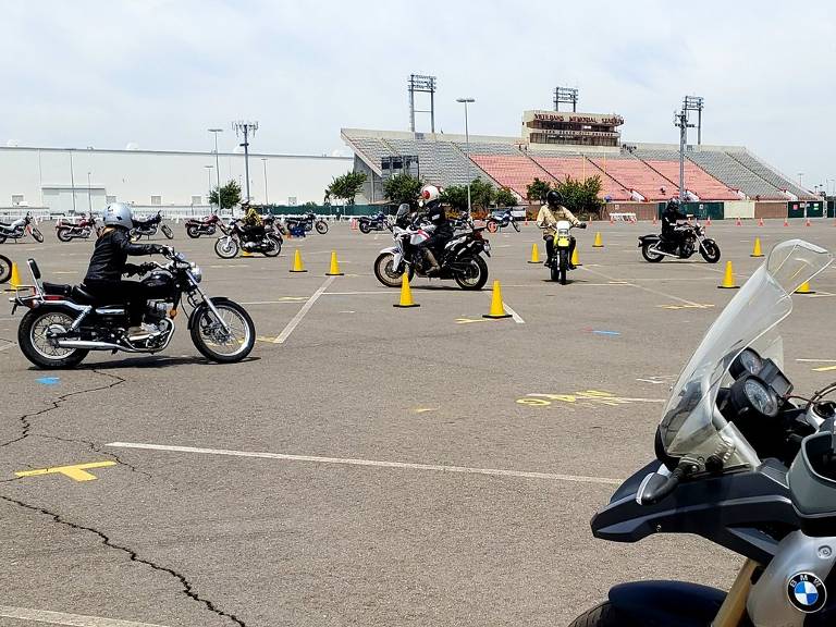 Motorcycles in a parking lot