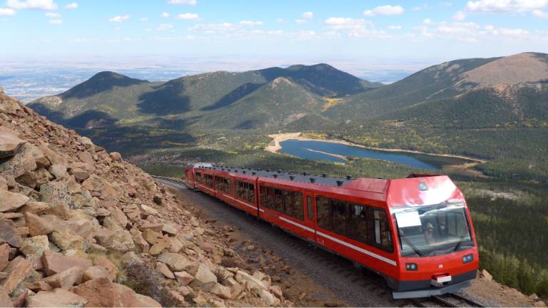 Cog Railway cars on Pikes Peak