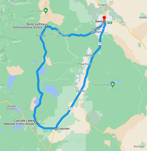 Deschutes Lakes route map