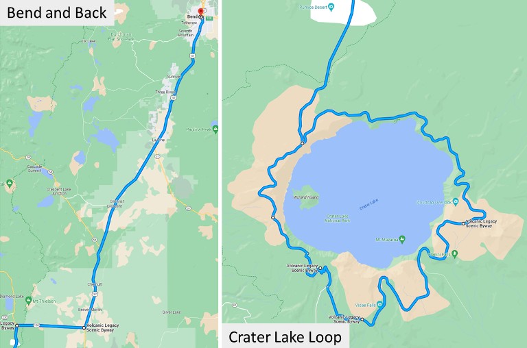 Crater Lake route map