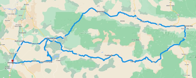 John Day Loop route map