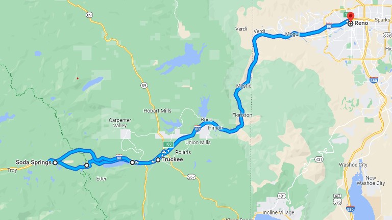 Donner Pass route map