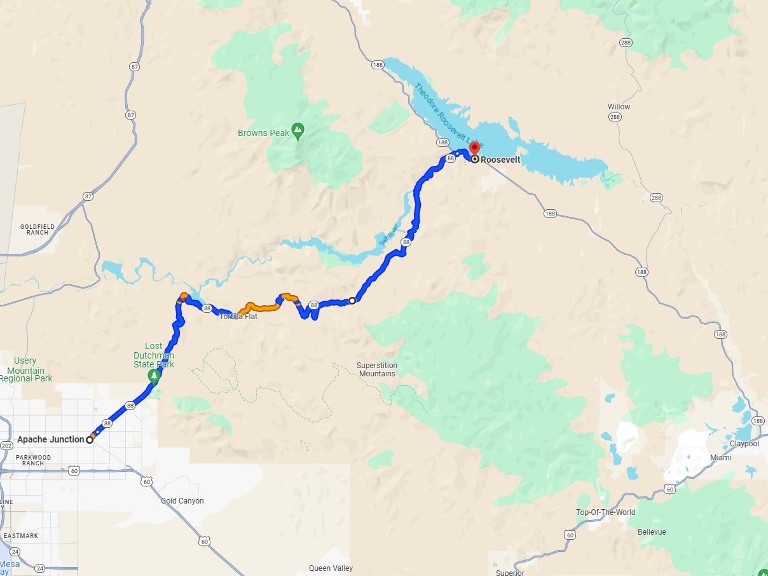 Map of Apache Trail, Arizona