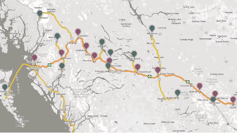 Route 16 waypoint map