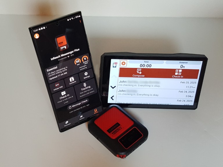 Garmin XT2 connected to inReach Messenger Plus and Messenger mobile app.