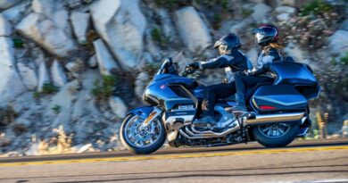 Honda Gold Wing with two-up riders.