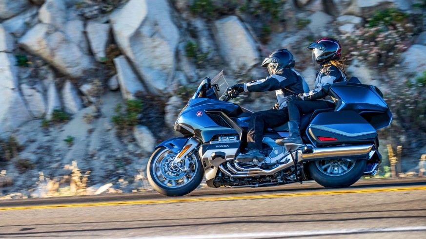 Honda Gold Wing with two-up riders.