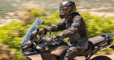 Solo rider wearing BEYOND helmet