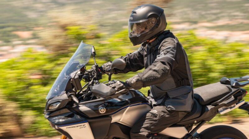 Solo rider wearing BEYOND helmet