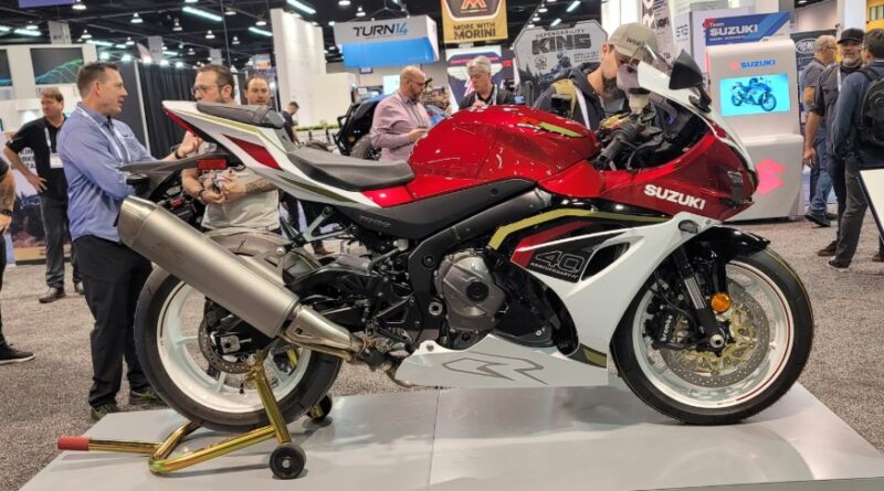 2027 Suzuki GSX-R1000R shown at AIMexpo unveiling.