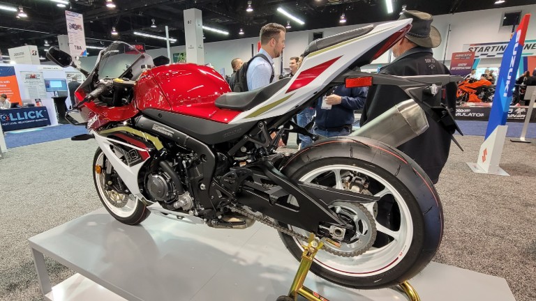 Side-view of the 2027 GSX-R1000R 40th Anniversary edition.