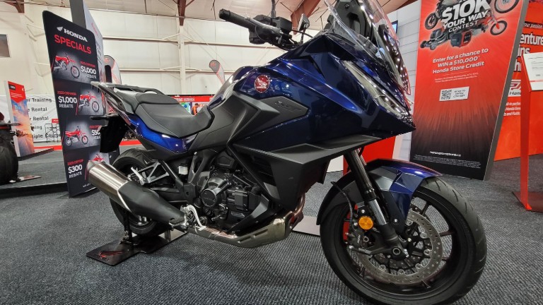 Honda 2025 NT1100 D with 6-speed manual transmission on display