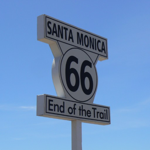 End of the trail Route 66 sign in Santa Monica