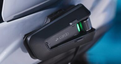 Cardo PACKTALK PRO mounted on helmet