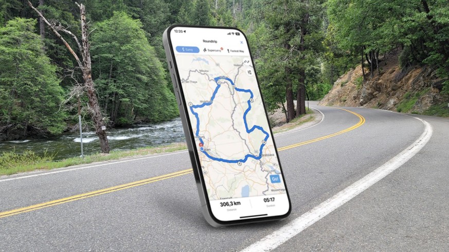 Cardo Ride app showing a route plan
