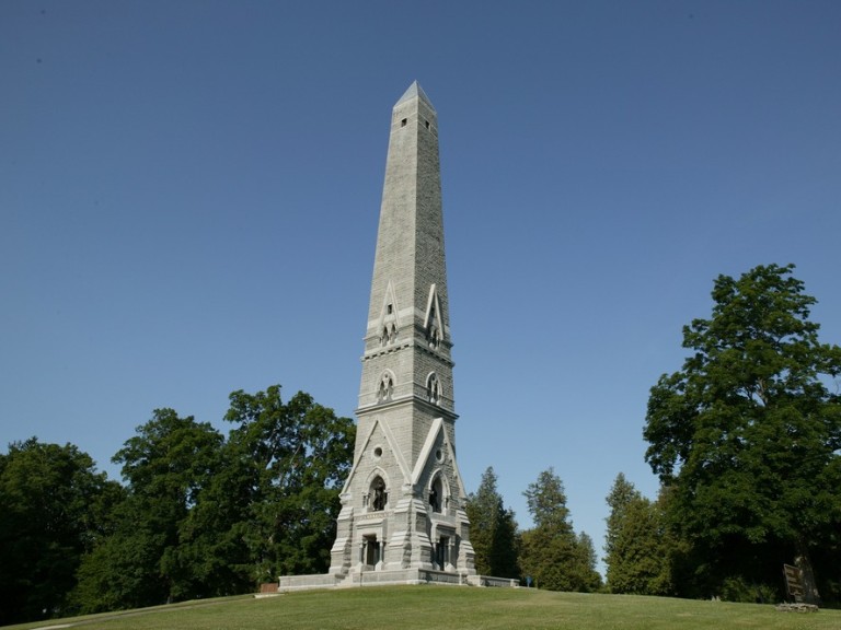 The Saratoga Monument commemorating the American victory that forced the British to surrender in 1777.