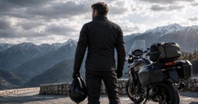 Rider in full gear on an overlook