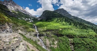 Going to the Sun Road blended into the mountainside.