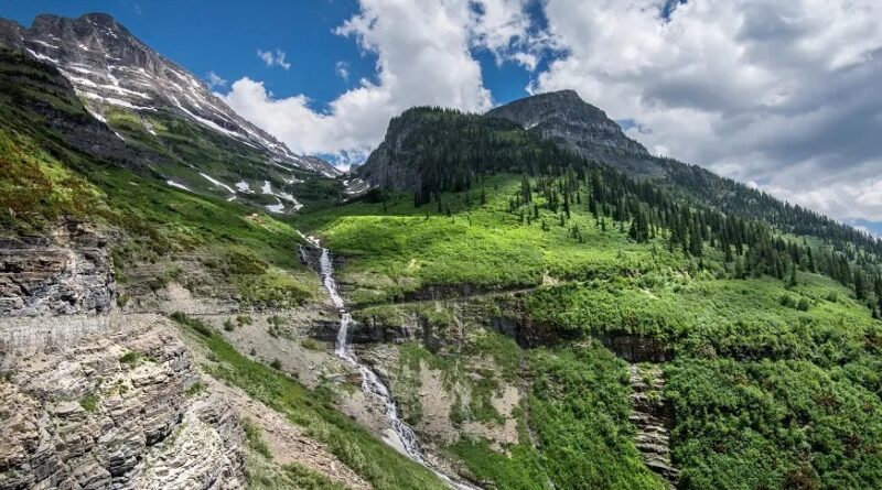 Going to the Sun Road blended into the mountainside.