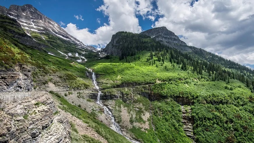 Going to the Sun Road blended into the mountainside.
