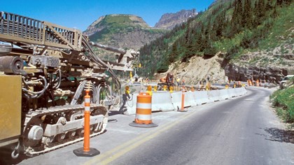 Road construction on Going-to-the-Sun Road.
