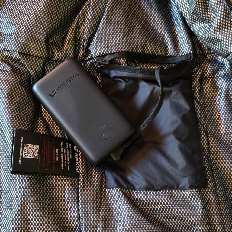 Venustas heated gear inside battery pocket